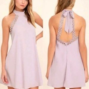 Lulus Womens Any Sway Shape or Form Mini Dress Size Medium Purple Lace Halter